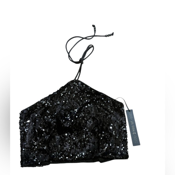 House of Harlow 1960 2 pc Sequined Halter top and matching pants - Picture 3 of 16